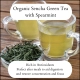 Organic loose leaf Sencha green tea combined with Spearmint to aid digestion and restore concentration and focu
